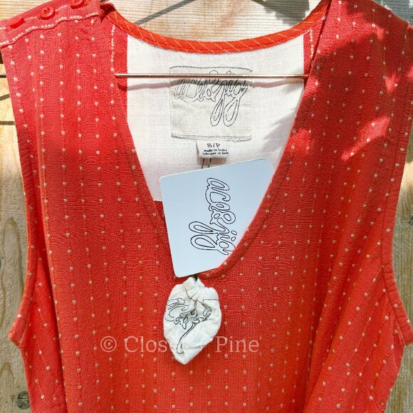 Ace & Jig Alley Jumper Sriracha Size Small Jumpsuit NWT Red Orange‎ Striped - Picture 4 of 17